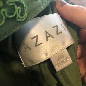 Azazie moss bridesmaid dress